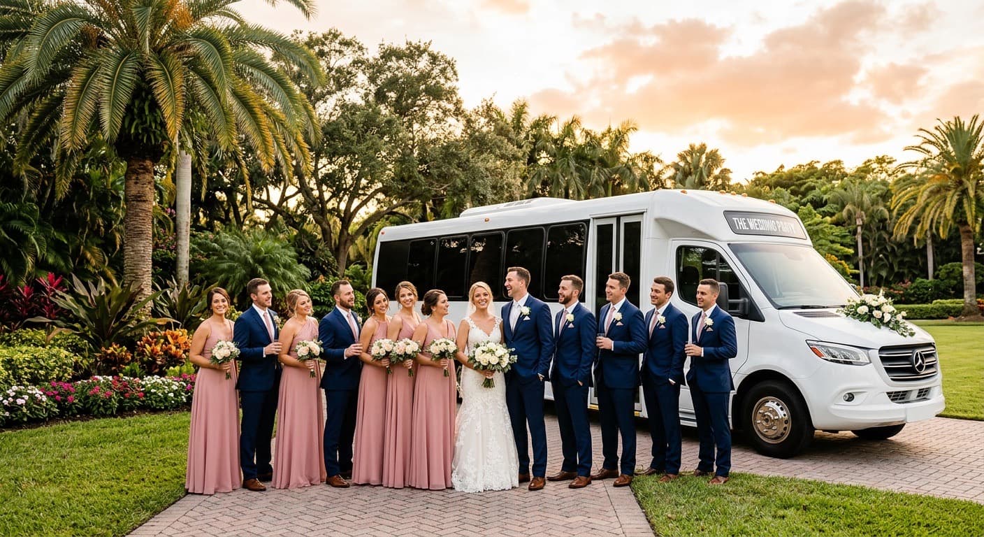 Wedding Transportation party bus in Coral Springs